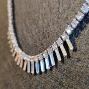 Vintage Adjustable Rhinestone Fringe Choker Necklace